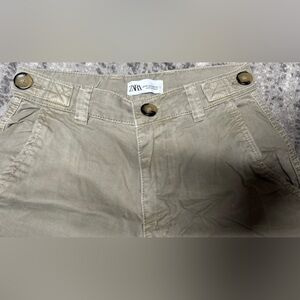 Zara Beige Trousers with Button Accents